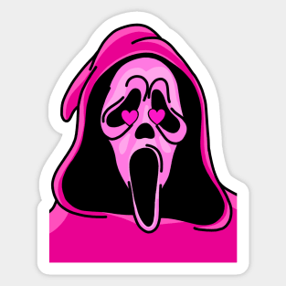 Pink Heart Eyed Scream Sticker